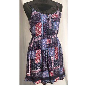 Hollister Patchwork Dress, Speghetti Straps, Mini Dress, Size Small